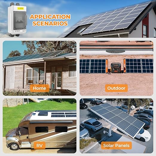 Solar Panels Disconnect Switch 80A 1000VDC PV Shut Off Switch Outdoor 1 in 1 Out Circuit Breaker Box IP66 Waterproof UV-Proof