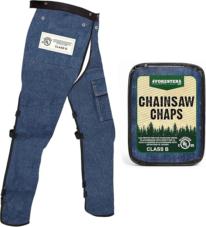 FORESTER Chainsaw Chaps for Men & Women | Apron-Style Chaps with Pocket & Adjustable Waist | Chainsaw Safety Equipment