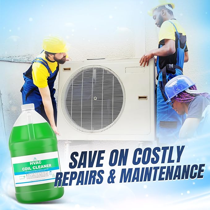 AC Evaporator Coil Cleaner, 1 Gallon (3.78L), No Rinse Coil Cleaner, Metal-Safe Corrosion Inhibitors, Cleans Air Conditioners, Condensers, HVAC, Mini Splits, Heat Pumps, Residential & Commercial