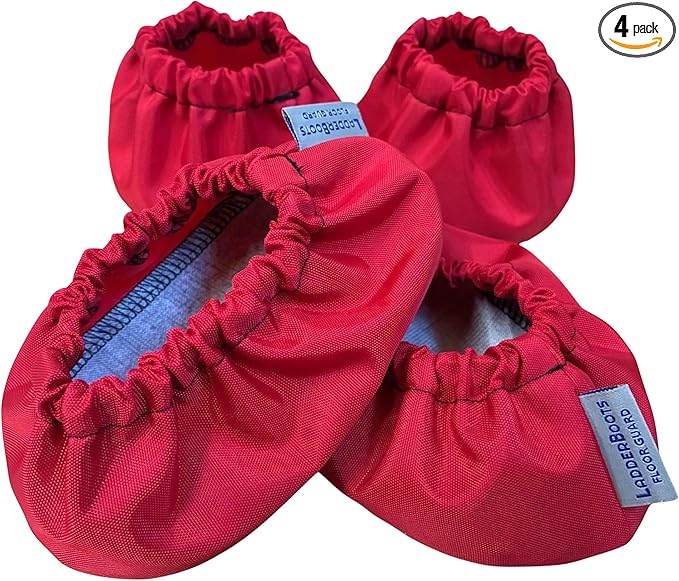 Step Ladder Safety Shoe Floor Protectors - Reusable Ladder Covers - Lab Tested - Made in The USA Set of 4, Red