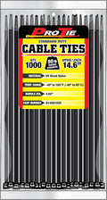 Pro Tie Standard Duty, Self-Locking UV Nylon Cable Wire Ties for Indoor and Outdoor Use | 14.6-Inch, 50 lbs. Tensile Strength, UV Black Nylon, 1000-Pack (PN: B14SD1000)