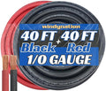 WNI 1/0 Gauge 40 Feet Black 40 Feet Red 1/0 AWG Ultra Flexible Welding Battery Copper Cable Wire - Made in The USA - Car, Inverter, RV, Solar