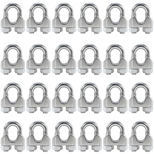 24PCS M4 5/32 Inches Stainless Steel Wire Rope Cable Clip Clamp