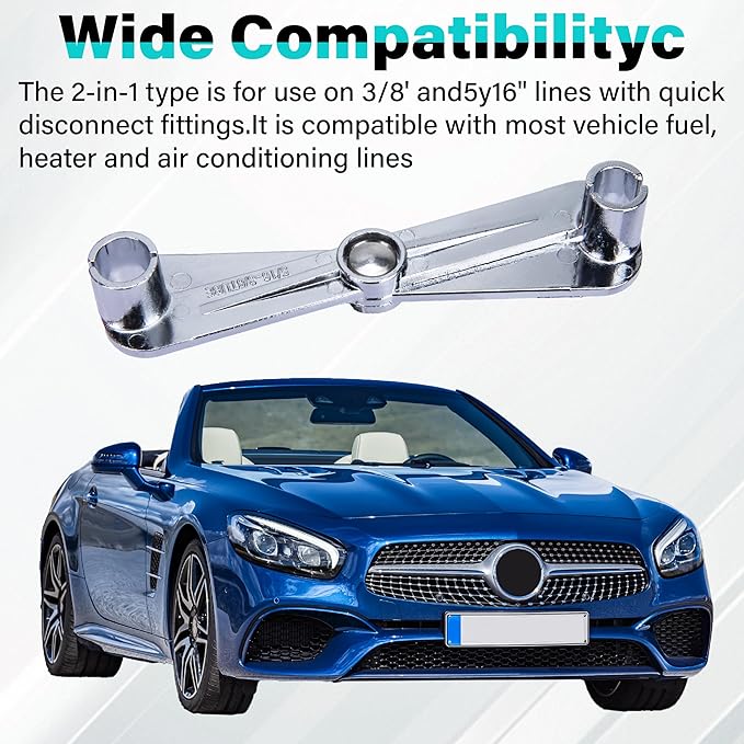 Fuel Line Disconnect Tool, 3/8 Inch and 5/16 Inch Metal Fuel Filter Removal Tool, Multi-Purpose Scissor Fuel Line Wrench Fittings for Fuel, Heater, and A/C Line Service, Universal for Most Vehicles