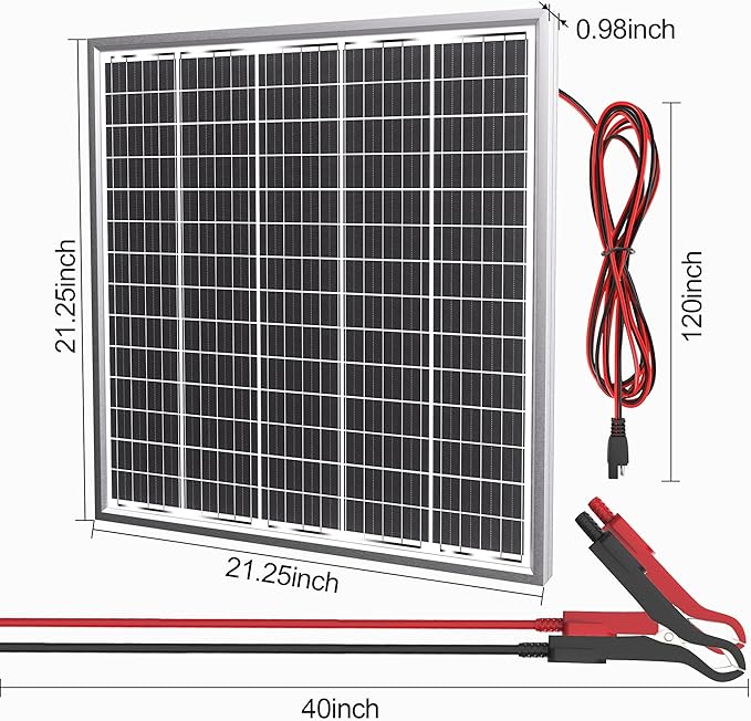 SOLPERK Solar Panel Kit 50W 24V, Intelligent Waterproof 10A PWM Controller, Home Outdoor Solar Battery Charger for RV Car Boat Marine Tractor Camping, 24 Volt Batteries Solar Panel Charger