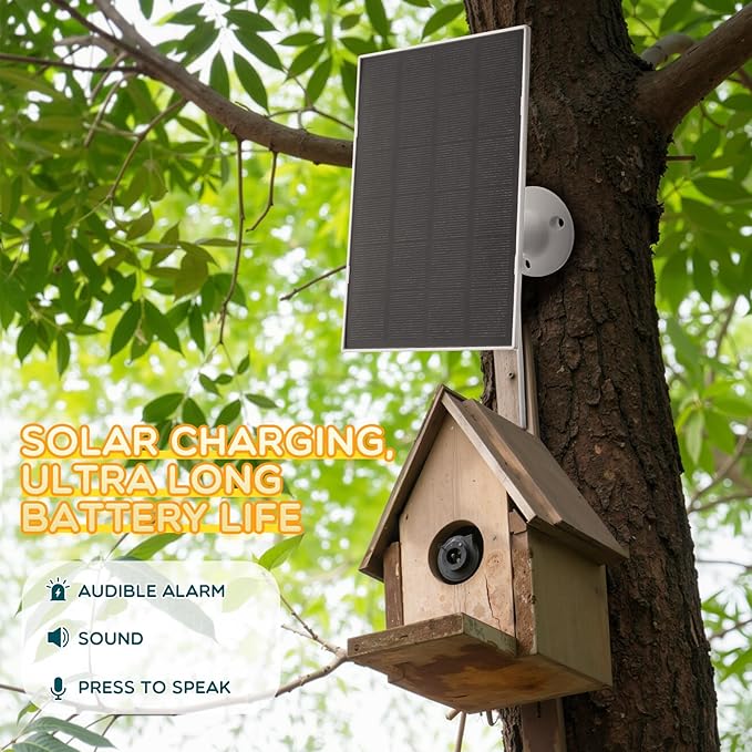 4 Pack 3w Solar Panel for Bird Feeder Camera Type-c Charger for Bird Feeder Outdoor Waterproof Solar Panel for Security Camera 360° Adjustable Safety Bracket Panels Charge Micro for Cameras