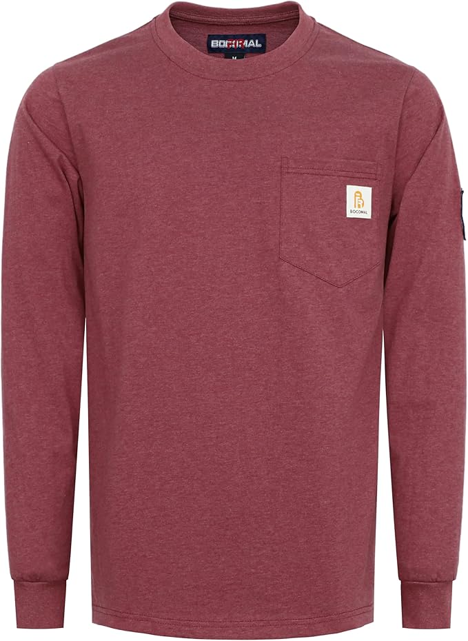 BOCOMAL FR Shirts Lightweight Classic Crew Long Sleeve Fire Resistant Shirt CAT2