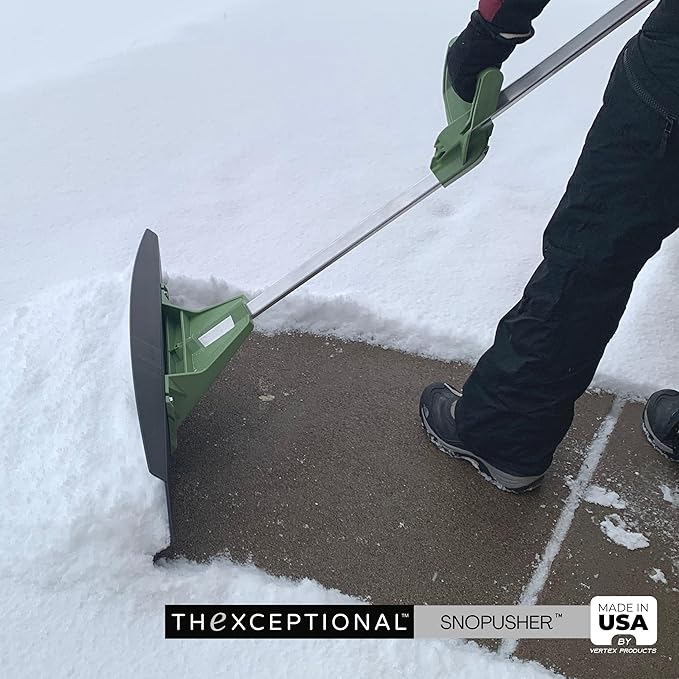 Easy Doze-It 30" SnoPusher | Premium Performance Snow-Plow Shovel | Two Grip Aluminum Handle and Poly Blade | Snow Shoveling Walk & Driveway | Made in USA by Vertex Products | Model EX920.30