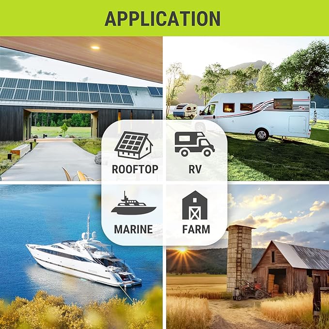 Newpowa 10BB 120W Solar Panel High-Efficiency Monocrystalline 24V PV Module Designed for 24V Off Grid System, Charge Your Battery of RV, Boat, Camper, Trailer, Gate Opener