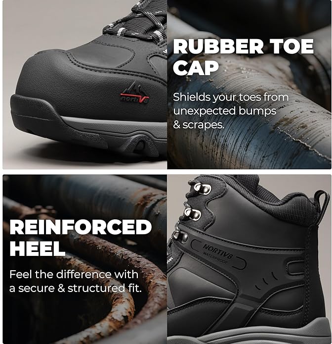 NORTIV 8 Waterproof Steel Toe Boots for Men Slip Resistant Safety Industrial Boots Paladin-Steel