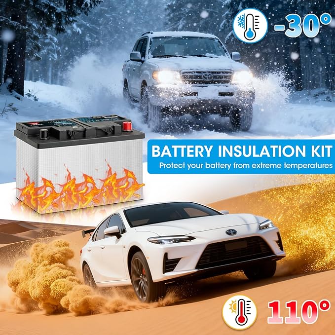 Car Battery Blanket, Battery Wrap, Self-Adhesive Battery Insulation Cover for RV, Vehicle, Truck Batteries for Cold Weather Preserve Against Radiant Heat, Acid Neutralisation, 40"x7"(5mm)
