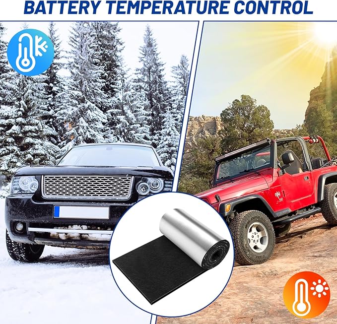 40"x7" Battery Insulation Kit, Universal Car Battery Insulation Blanket, Anti-Conductive Truck Battery Thermal Heat Shield Cover for Cold Weather Battery Protection (Thickness 5mm, 1PCS)