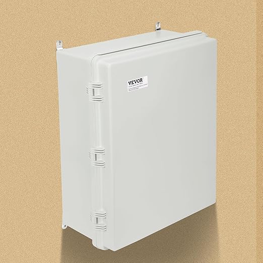 VEVOR Weather-Resistant Junction Box, Dimensions: 13.78 x 9.84 x 5.90 inches, Crafted from Durable ABS Plastic with a Secure Hinged Lid and Stainless Steel Lock, Offers IP67 Protection Against Dust