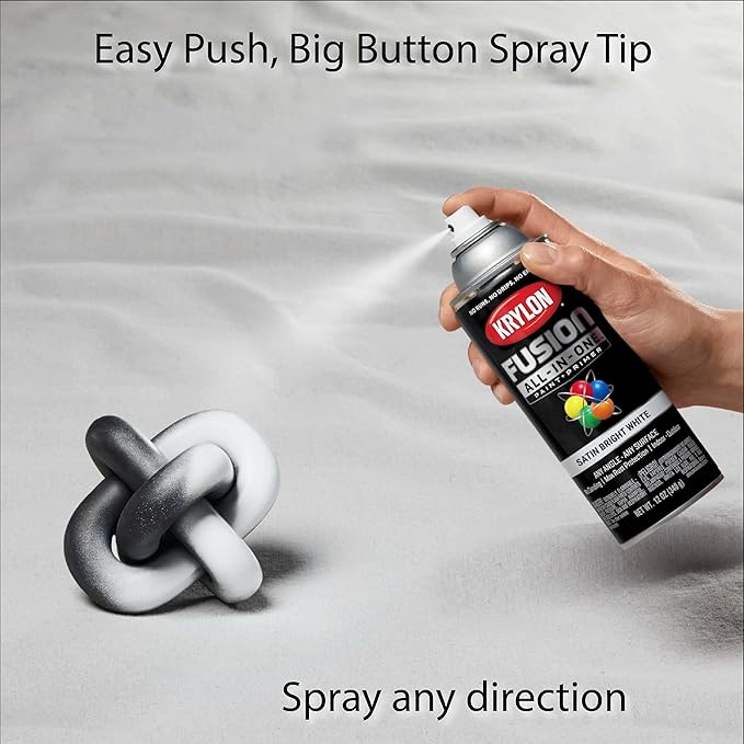 Krylon K02734007 Fusion All-In-One Spray Paint for Indoor/Outdoor Use, Satin Bright White, 12 Ounce (Pack of 2)