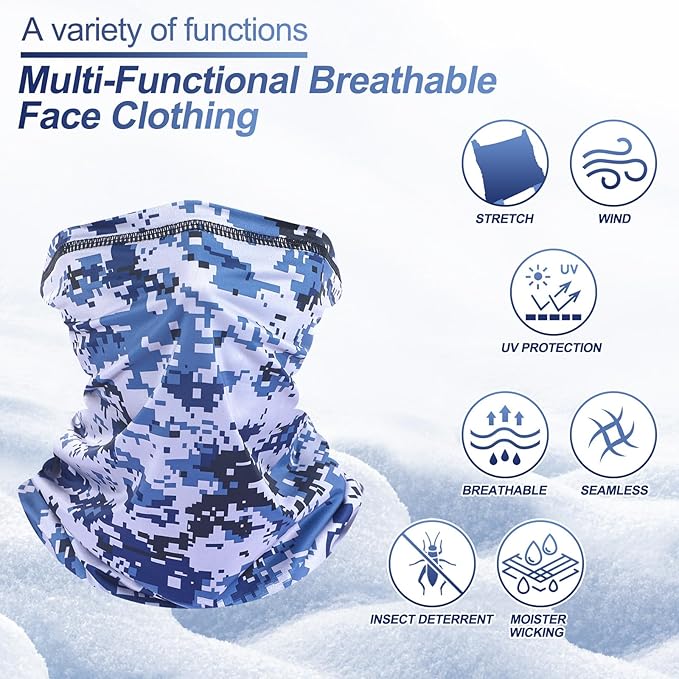 SATINIOR Summer Camo Neck Gaiter UV Protection Cooling Face Mask Sun Hood Bandanas for Men Women Sunscreen Breathable Bandana