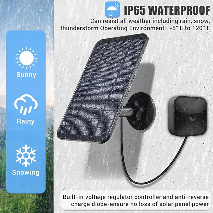 Solar Panel for Blink 3rd Gen Camera, Solar Panel Compatible with Blink Outdoor 3rd Gen Blink XT XT2 Camera, with 13.12Ft Outdoor Power Cable, Adjustable Mount, IP65 Waterproof 3 Pack