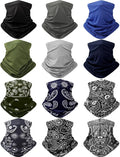 Cuffbow 12 Pack Neck Gaiters Face Mask Bandana Balaclava for Men Women Cooling Neck Gaiter Summer UV Sun Protection Scarf