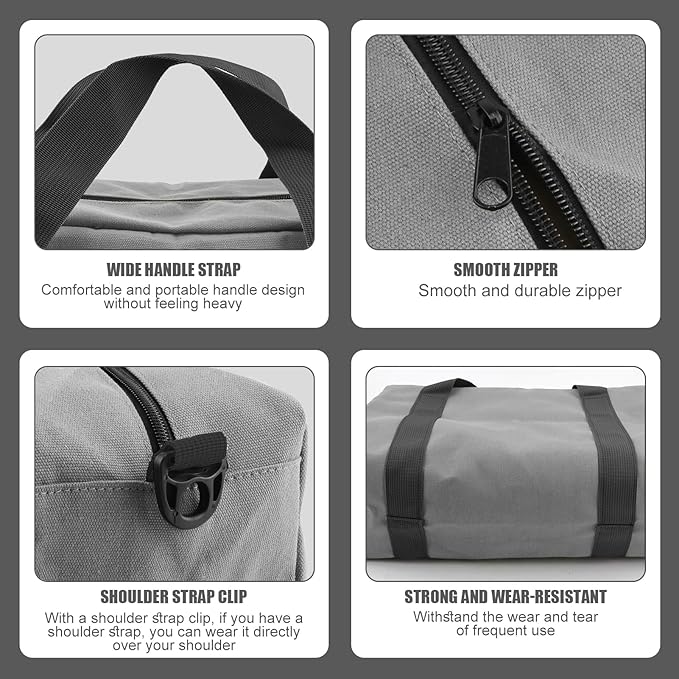 Small Tool Bag,Close Top Wide Mouth Tool Organizer Bag,Large Capacity Tool Bags for Men,Canvas Tool Storage Bag for Storage Handbag for Screwdrivers,Wrench (Shoulder strap+Gray, 20 Inch)