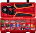 PEBA Hexagonal Ferrule Crimping Tool Kit, AWG 28-7 Self-Adjusting Ratchet Crimper with 28 Sizes Insulated & Non-Insulated Copper Terminals, Hex Crimp Pliers for Professional Electrical Wiring