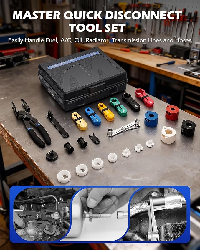 Orion Motor Tech 26pc Fuel Line Disconnect Tool Set, Master Quick Disconnect Tool Kit with Fuel and AC Disconnect Pliers, Fuel Line Removal Tool Set for AC Fuel & Transmission Systems, Black