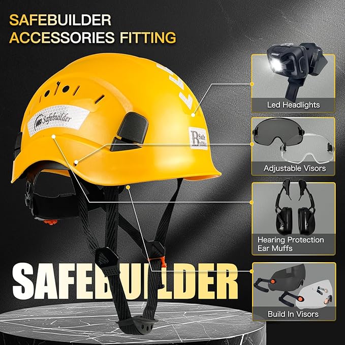 Construction Safety Helmet ABS Hard Hat Adjustable Ventilation System Hardhats Industrial Work Head Protection for Men Certified ANSI/ISEA Z89.1