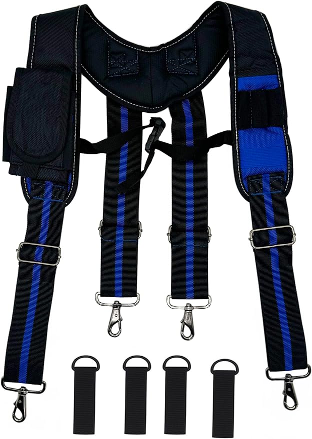 Cedriany Tool Belt Suspenders for Work Belt Suspenders Heavy Duty Padded with Attachment Loops for Men
