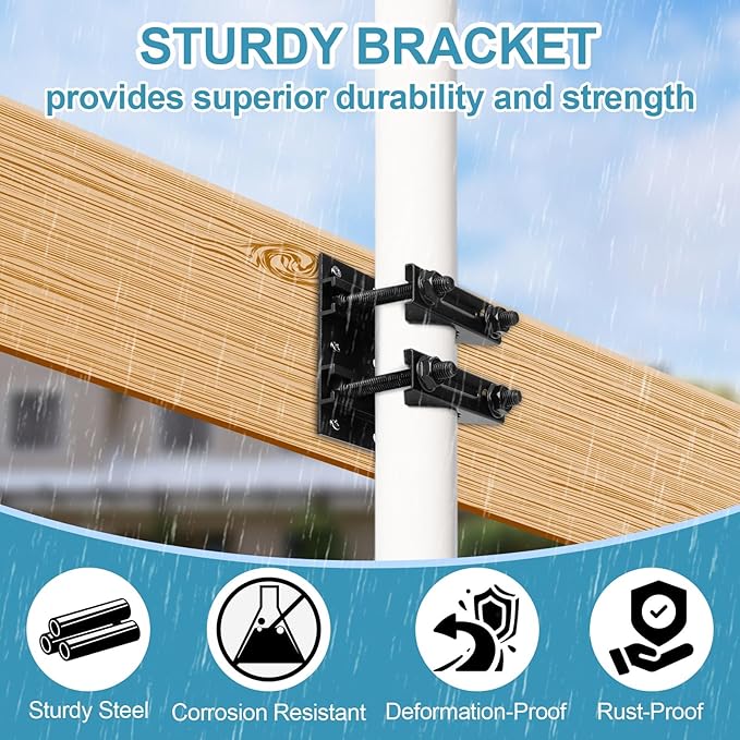 4 Pack 1.76" Pole Mounting Kit, Mast Mount Brackets for Outside Antenna, Street Sign Mounting Hardware for Light Poles, Outdoor Security Camera Bracket, Side Mount Flag Pole Holder S