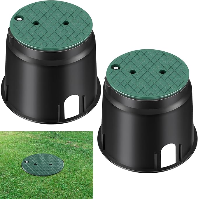 Tandefio 2 Pcs 910 Electrical Splice Box 10 Inch Diameter Underground Electrical Junction Box Inground for Outdoor Wiring Splices (Black)