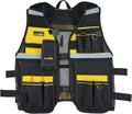 MELOTOUGH Tool Vest Reflective Safety Tool Vest with Removable Phone Holder,Retractable Pen Holder for Handyman,Electrician,Carpenters(Yellow)