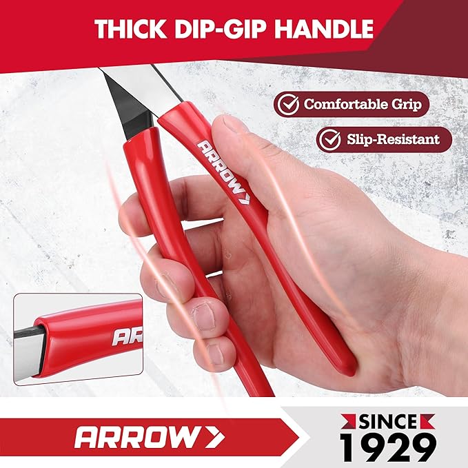 ARROW 9.5" Wire Crimper/Cutter, Wire Crimping Tool with Thick Dip-Grip Handle, CR-V Steel, Crimper Tool Electrical for 10–22 AWG Insulated & Non-Insulated Terminals and Connectors