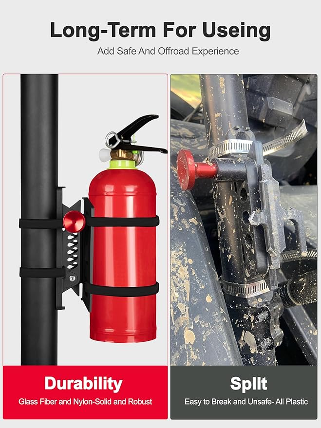 2 Pieces Universal Fire Extinguisher Mounts for Vehicle, Adjustable Roll Bar Fire Extinguisher Mount Holders Kit, Compatible with Jeep Wrangler JLJLU JK TJ UTV Cam-Am X3 Ranger Polaris RZR
