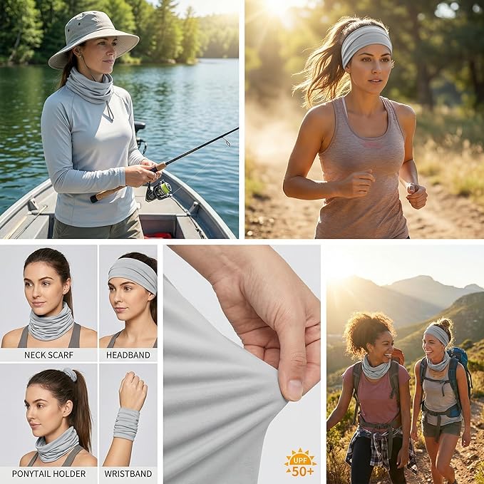 UPF 50 Sun Protection Neck Gaiter - 13-in-1 Multifunctional Face Cover for Hiking, Fishing, Cycling