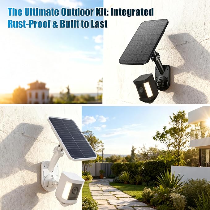 2-in-1 Wall and Pole Mount for Ring Cameras | Compatible with Ring Spotlight Cam Pro/Plus, Stick Up Cam & Solar Panels | Universal 1/4 Inch Screw for Arlo, Eufy, Wyze and More Cameras & Solar Chargers