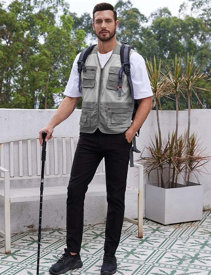Gihuo Men's Fishing Safari Vest with Pockets for Summer Travel