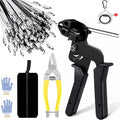 Stainless Steel Cable Tie Gun with Metal Zip Ties, for Fastening and Cutting Metal Cable Ties, 100pcs 11.8inch Stainless Steel Zip Ties heavy duty for Chain Link Fence, Exhaust Pipe Outdoor
