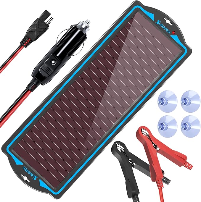 SUNAPEX 12V Solar Battery Charge: Waterproof Portable Solar Panel Kit - Battery Maintainer Trickle Charger - with Upgrade Built in Charge Controller for Car Boat RV Trailer Automotive Motorcycle