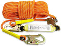 Fall Protection Safety Rope 50FT Heavy Duty Vertical Roofing Ropes with Alloy Steel Grab Snap Hooks Shock Absorber Fall Protection Tree Climbing Line Kit Tree Stand Safety Rope Line Kit