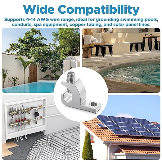 40pcs Aluminum Pool Bonding Lug – Corrosion-Resistant Grounding Connector for Swimming Pools, Conduits & Spa (4-14 AWG Wire Range)