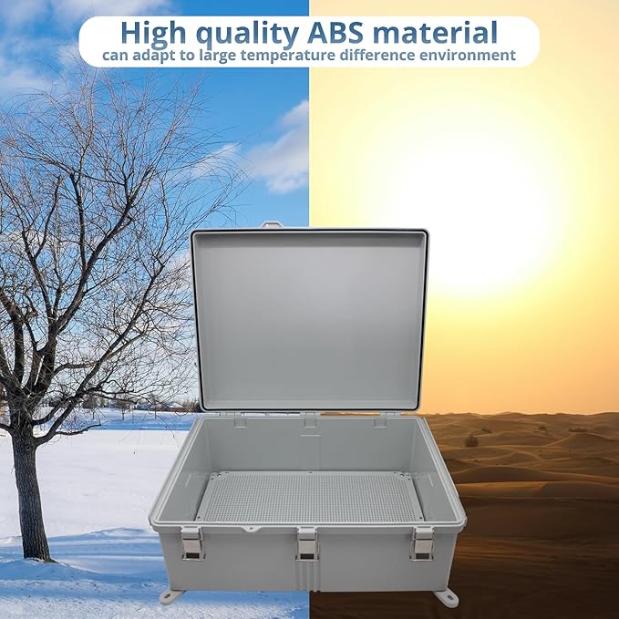 MAKERELE Large Outdoor Electrical Box Junction Plastic Waterproof Lockable IP67 Plastic Electric Box Enclosure with Hinged Cover with Mounting Plate and 1" NPT*2(19.7"*15.7"*7.9")