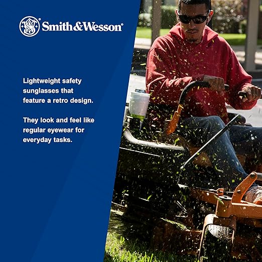 Smith & Wesson Elite Safety Glasses (21303), Smoke Lenses, Black Frame, Unisex Sunglasses for Men and Women