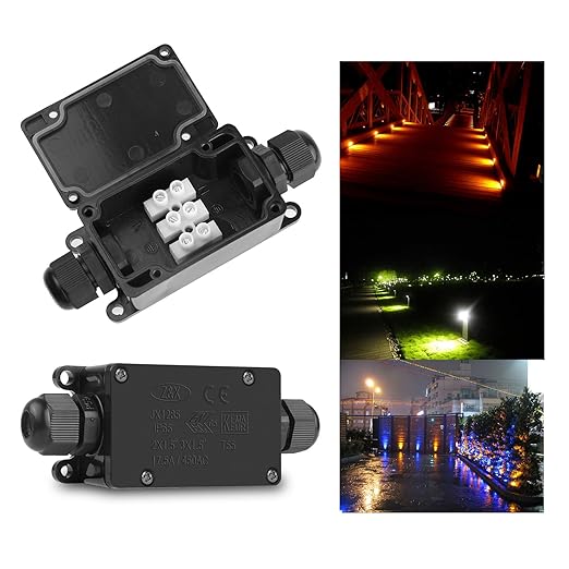LemonBest 2pcs Waterproof Outdoor External 2 Way PG9 Electrical Junction Box Underground Cable Line Wires Power Cord Connector Protection