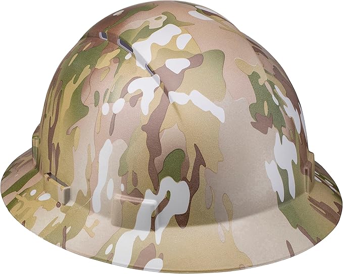 Acerpal Full Brim Vented Camo Design Matte Finish OSHA Construction Hard Hat with 6-Point Suspension