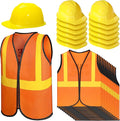 SATINIOR 24 Pcs Construction Birthday Party Supplies Kid Construction Hat and Vest Worker Costume Kids Role Play Dressing up