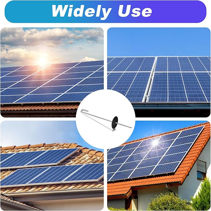 Solar Panel Bird Guard Fastener Clips, Stainless Steel Critter Guard Clips for Attaching Galvanized Welded Wire Mesh to Solar Panels, Solar Panel Hooks for Squirrel Proof Pigeon Bird Fence（60sets）