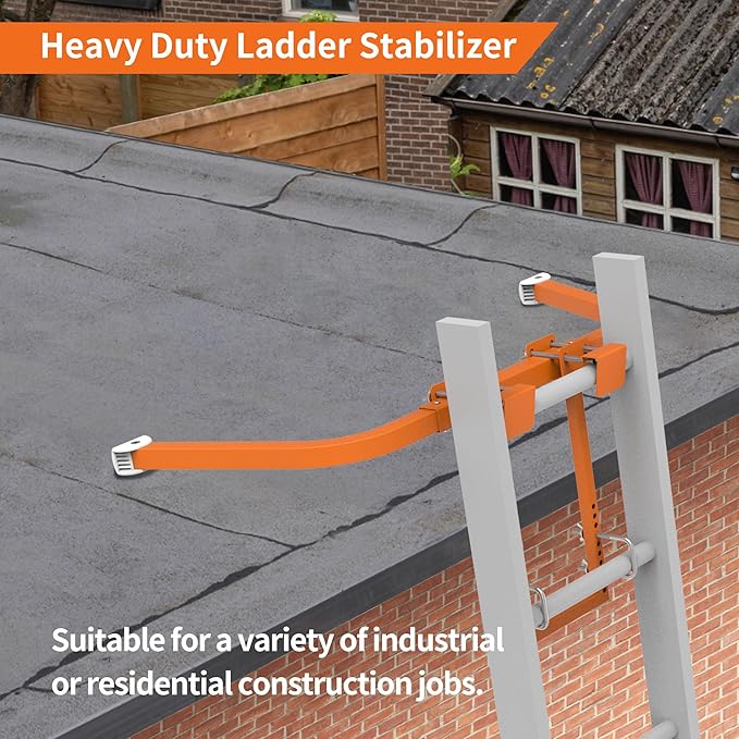 Ladder Stabilizer,Extended Ladder Stabilizer Accessory for Roof Gutter＆Wall,Ladder Stand-Off 450 lbs Heavy Duty Steel Wing Span/Wall Ladder Standoff with Non-Slip Rubber Bottom Pad
