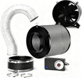 MELONFARM Air Filtration Kit, 6" 260 CFM Inline Duct Fan with Speed Controller, 8" High Carbon Filter, 8 Ft Ducting & Rubber Coupler, Air Cooling and Filtration Kit for Grow Tent, Hydroponics