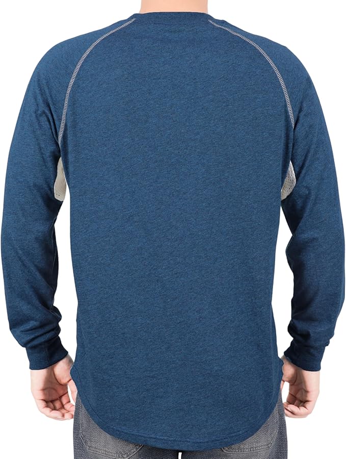 BOCOMAL FR Shirts for Summer Vented Mesh Loose Fit 4oz EX Lightweight Flame Resistant Base Layer CAT1 Crew Shirt