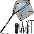 PLUSINNO Fishing Net Fish Floating Landing Net, Kayak Nets with Fixed Foldable Telescopic Pole Handle, Bass Trout Fishing Nets with Nylon Mesh for Pond Lake River, Fishing Gear Gifts for Men Anglers