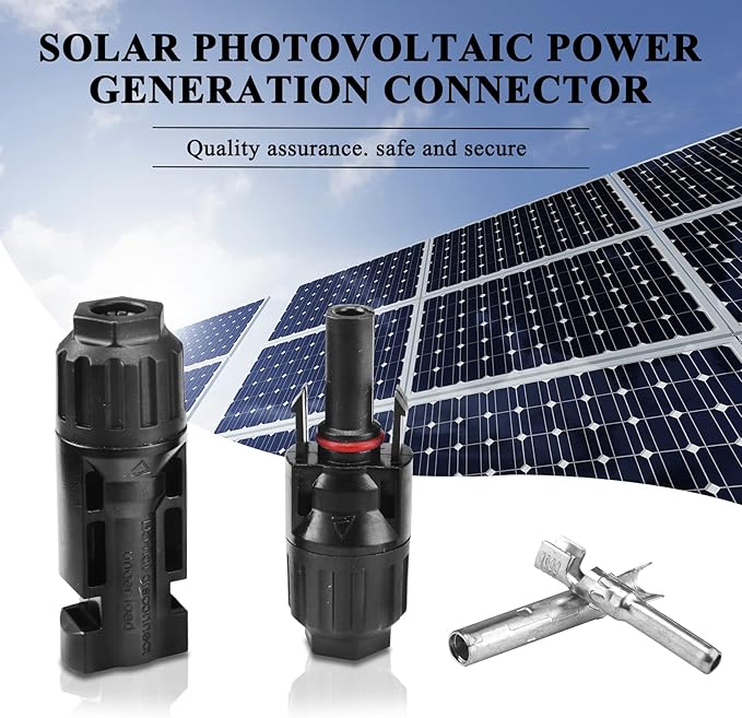 MUYI 42 PCS Solar Panel Connector - 10 Pairs Connectors, 2 Spanner Wrench,10 Pairs Male/Female(10AWG)