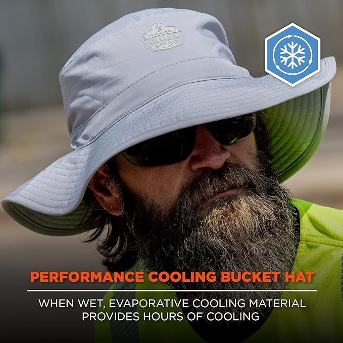 Ergodyne Chill Its 8939 Cooling Bucket Hat, 2" Brim, UPF 50+ Sun Protection